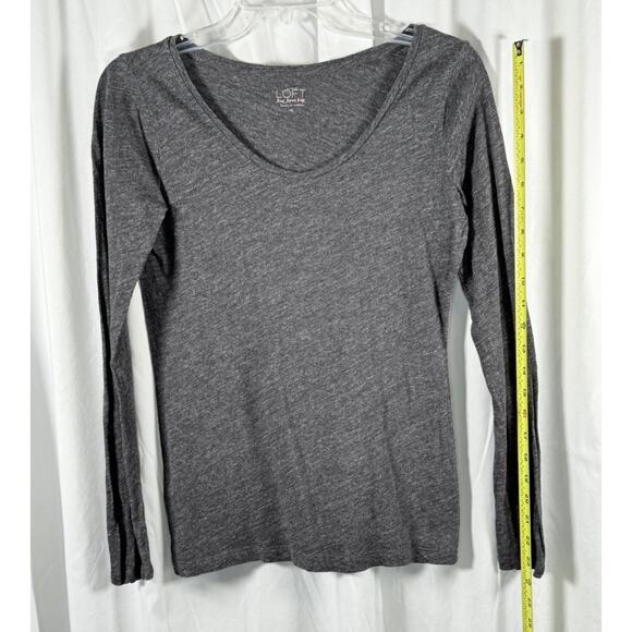 Ann Taylor Loft Cotton Scoop Neck Long Sleeves T-Shirt Heather Gray XS 86-27 - Picture 6 of 12
